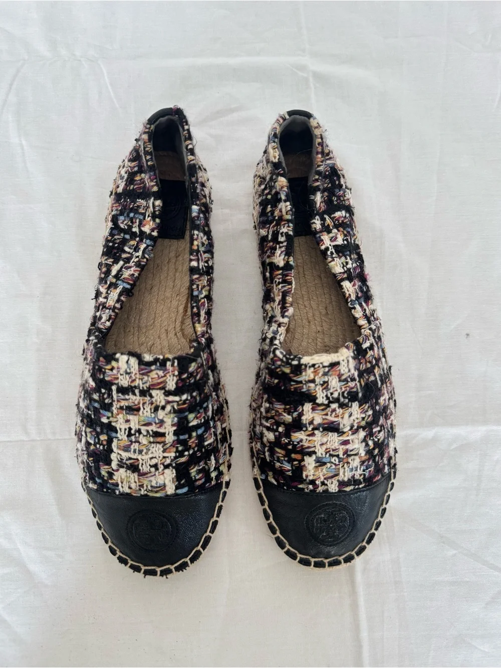 Tory Burch Multicolor Tweed Espadrille Flats Size 8.5M